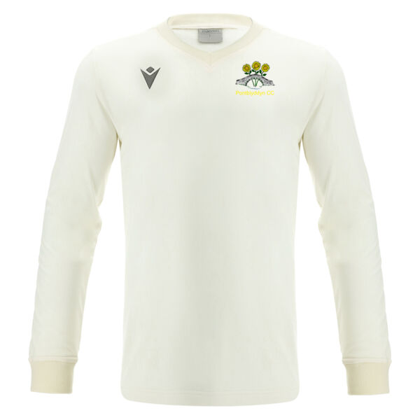 Pontblyddyn CC - Wright Cricket White Match Pullover (JNR) Thumbnail