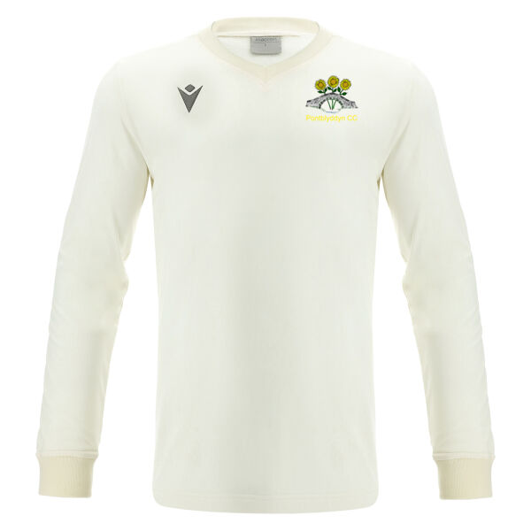 Pontblyddyn CC - Wright Cricket White Match Pullover (SNR) Thumbnail